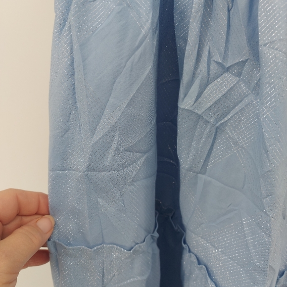 Hill House The Nesli Nap Tiered Midid Dress Blue with Silver Threading - Picture 6 of 7